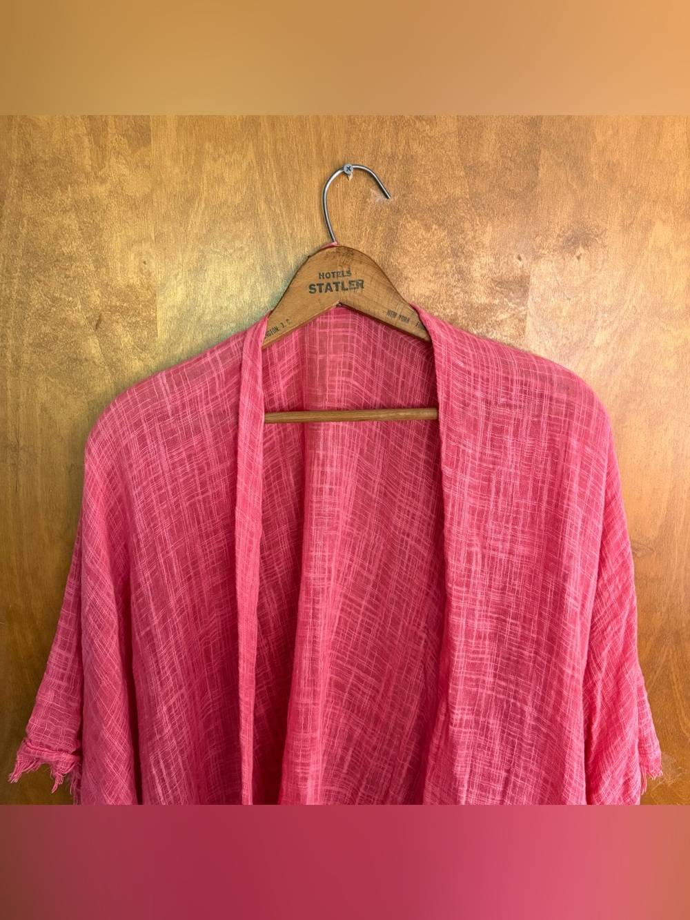 Vince Camuto Pink Textured Longline Shawl Kimono Wrap Jacket Boho Beachy Resort - Picture 3 of 10